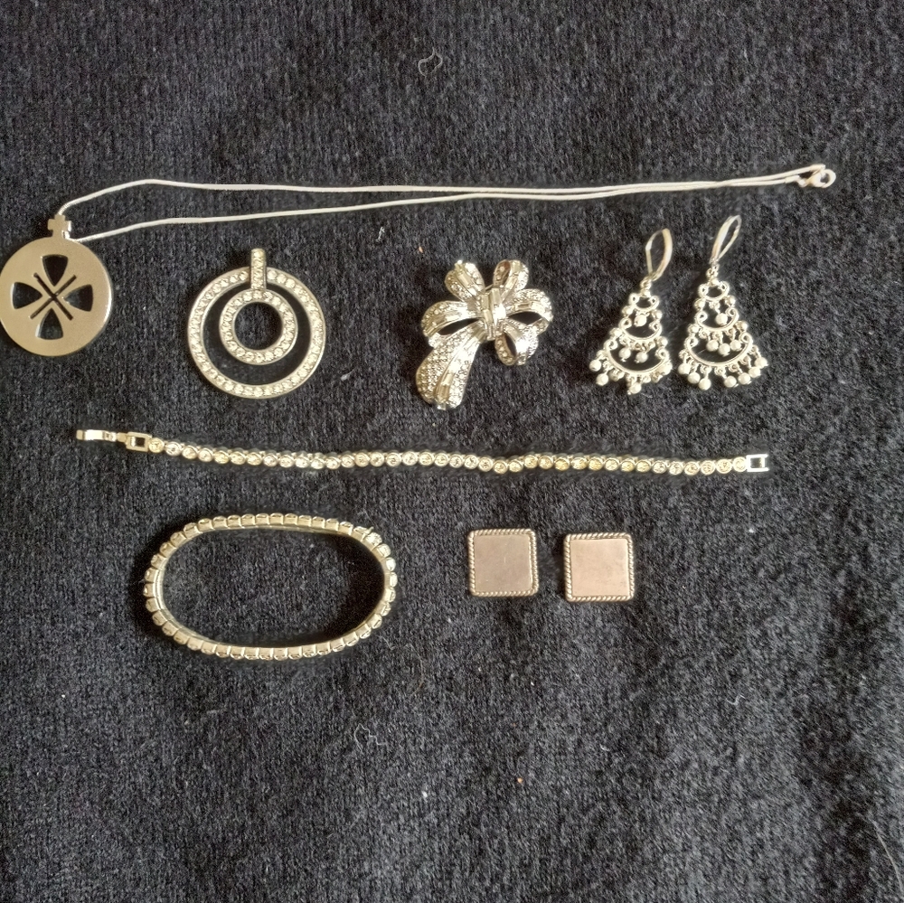 Silver and rhinestones costume jewelry